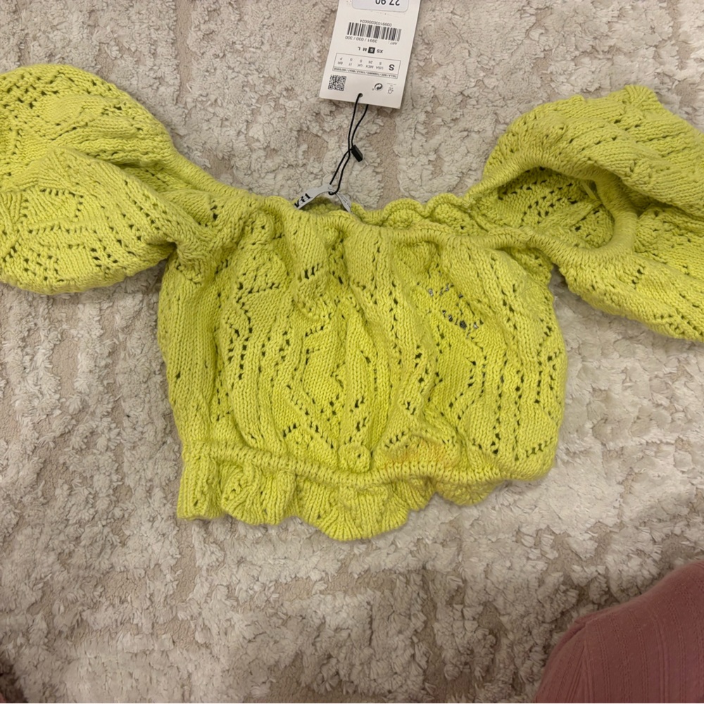 Zara knit off the shoulder crop top